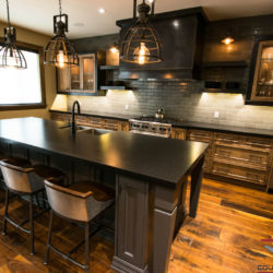 Classic style kitchen with black granite counters