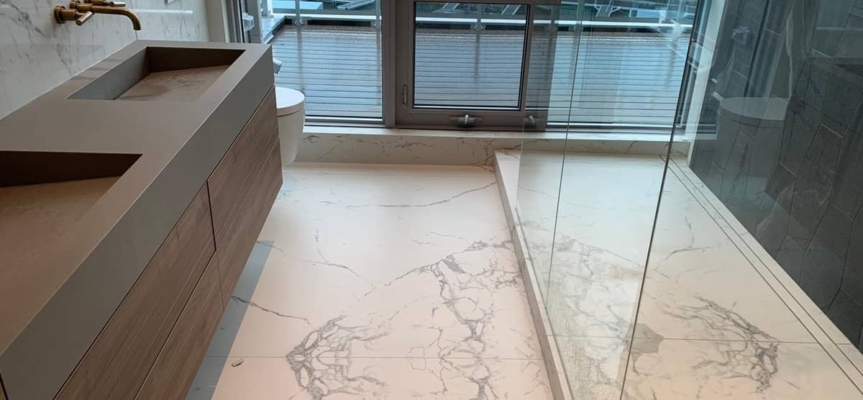 Epic Calacatta+Laminam Calce Tortora Porcelain Bathroom