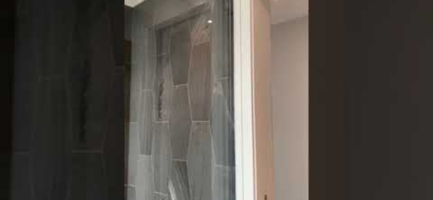 Porcelain Slab Integrated Sink and Bathroom Floor Walkthrough
