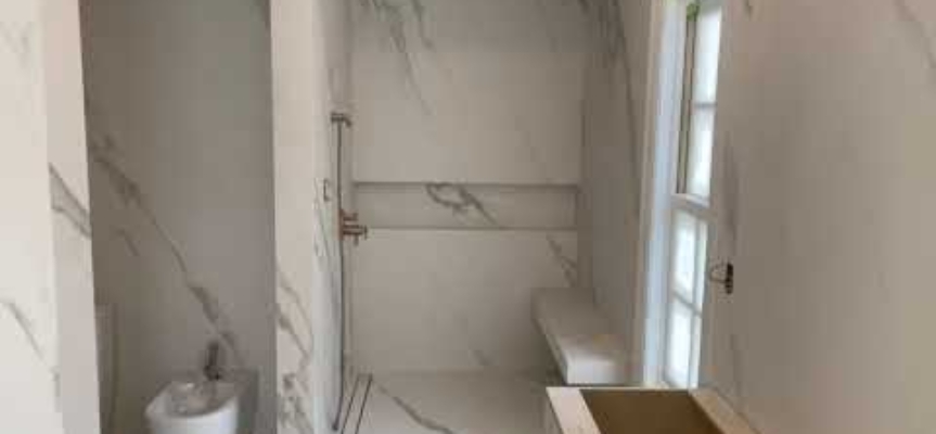 Porcelain Slab Bathroom Floor Walls and Shower Walkthrough