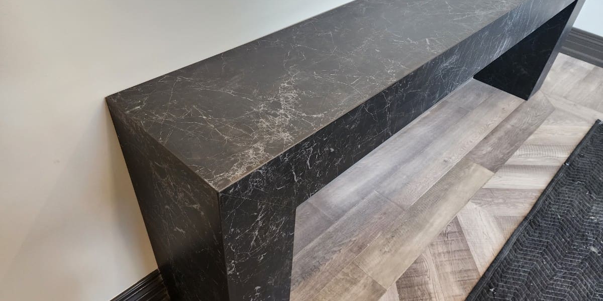 Black Porcelain Slab Bench
